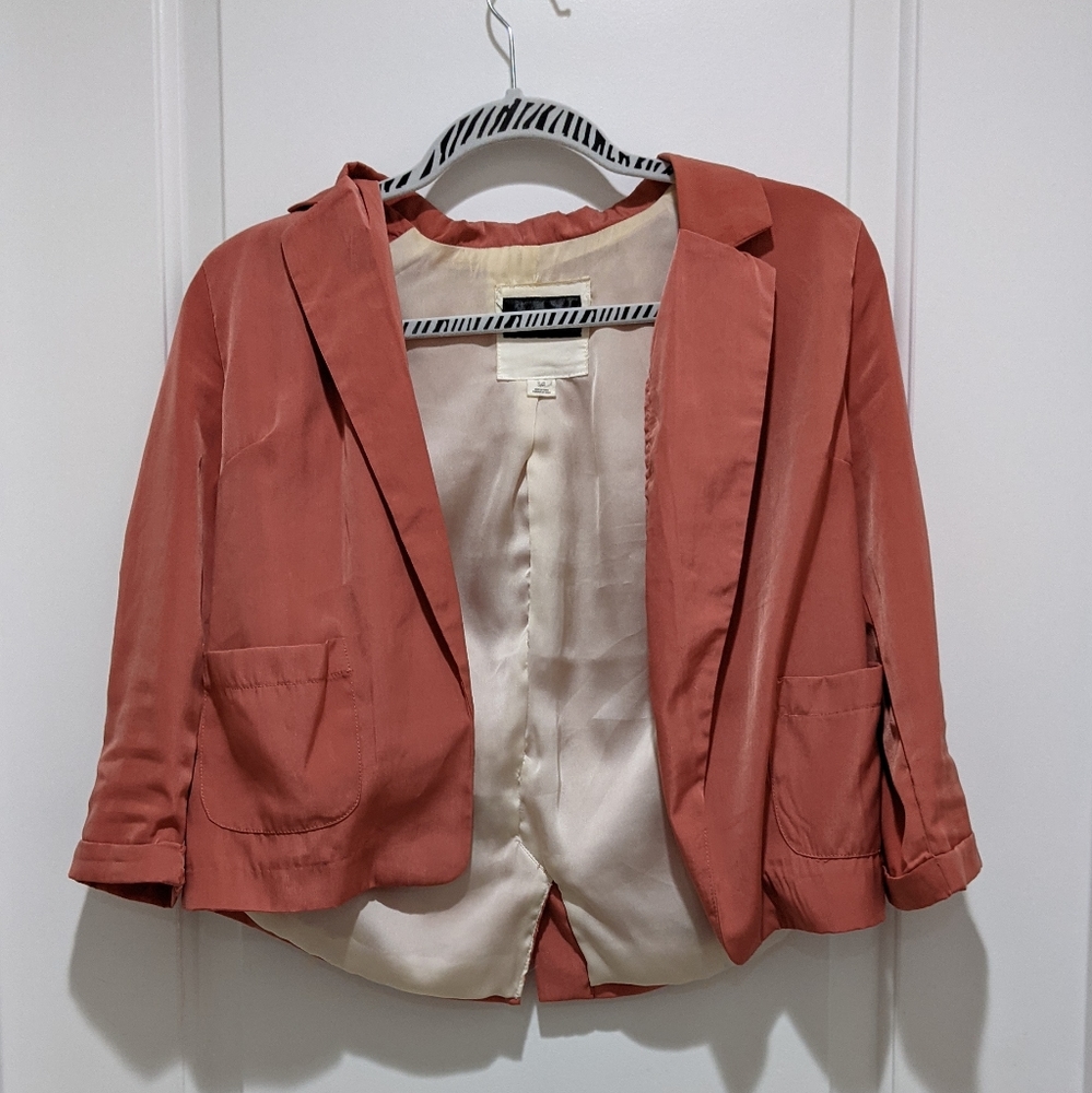 Ali & Kris dusty rose cropped 3/4 sleeve jacket